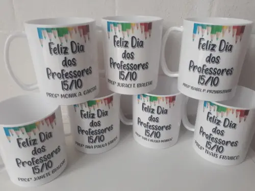 Kit Caneca de Polímero Dia dos Professores Personalizada