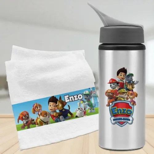 Kit Toalha Lavabinho + Squeeze Alumínio Esportivo Personaliz