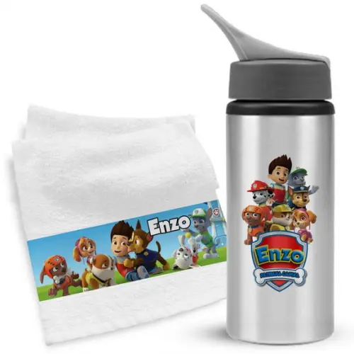 Kit Toalha Lavabinho + Squeeze Alumínio Esportivo Personaliz