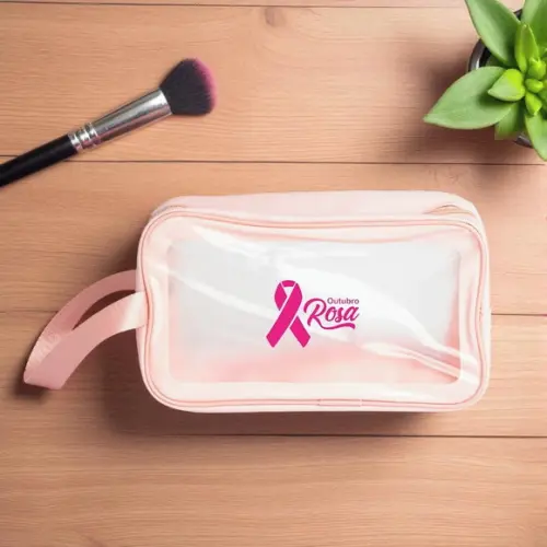 Necessaire de Pvc Outubro Rosa Personalizada