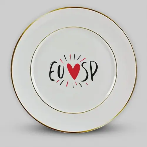 Prato de Porcelana Amo Sp Personalizado