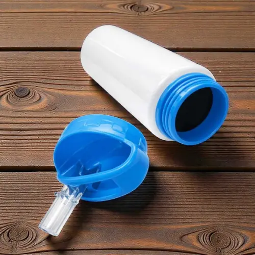 Squeeze de Aluminio Branco Bico Azul c/ Alça - 600ml