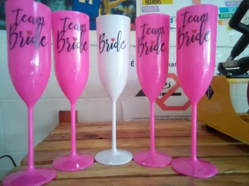 Taça Champanhe Acrílica Time da Noiva - Team Bride