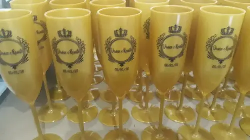 Taça de Champagne Acrílica Kit Personalizado