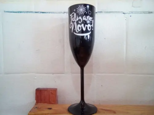 Taça de Champanhe Preta Personalizada Acrílico 160ml