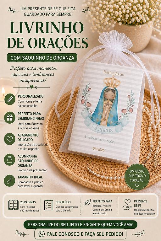 Livrinho de Oração Personalizado – Lembrancinha Batizado - Cr