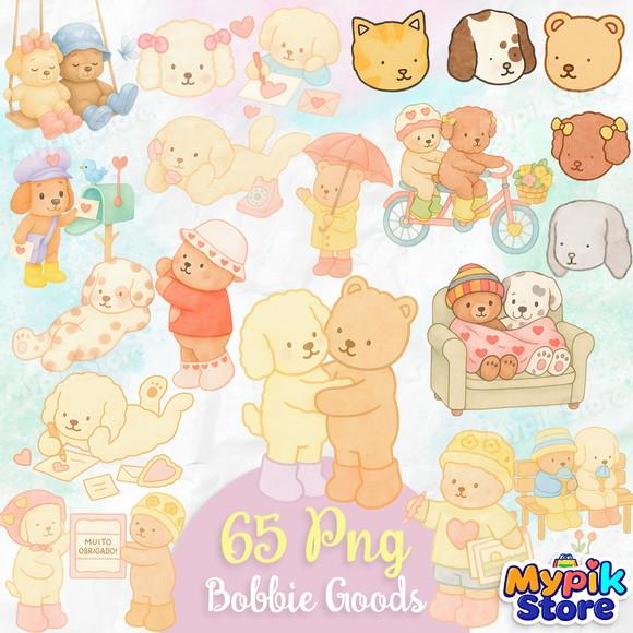 Kit Digital Bobbie Goods em Aquarela Png + Fundos Exclusivos