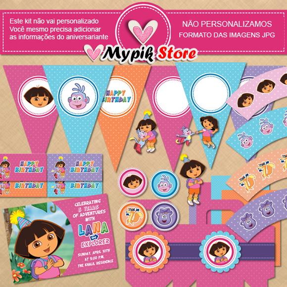 Kit Digital de Aniversario Dora Aventureira para imprimir