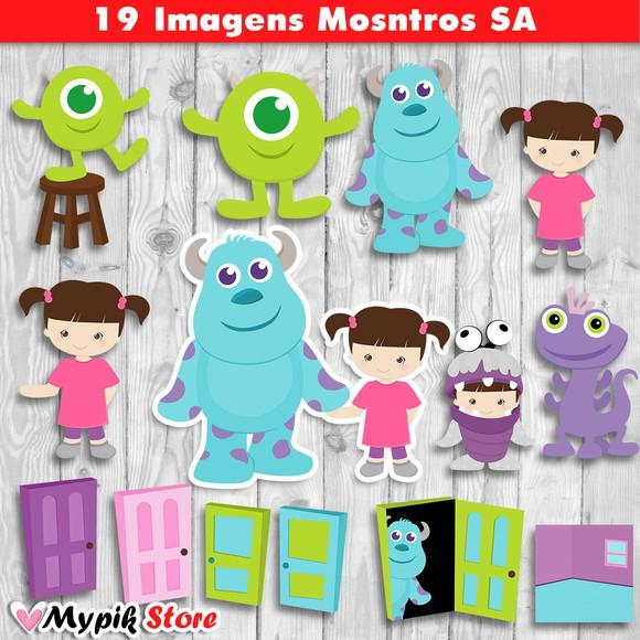 Kit Digital Imagens Monstros S.A Cutes - 01