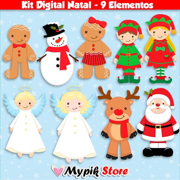 Kit Digital Natal Papai Noel e Anjos Coleção 07