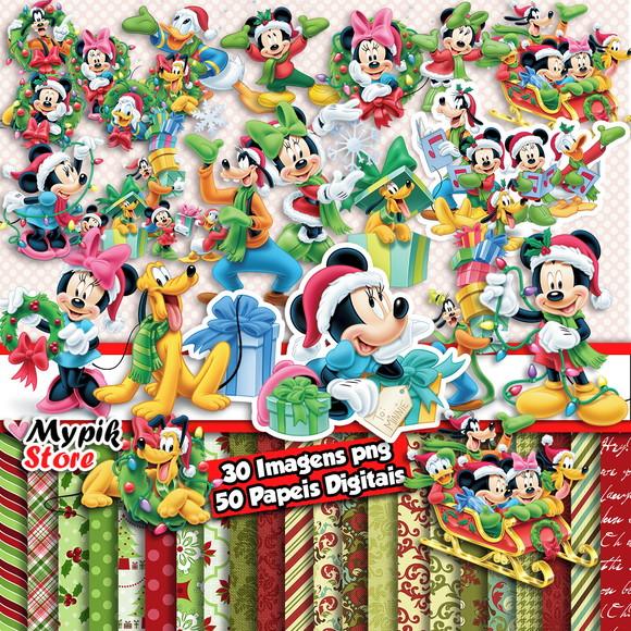 Kit Digital Natal do Mickey - Scrapbook