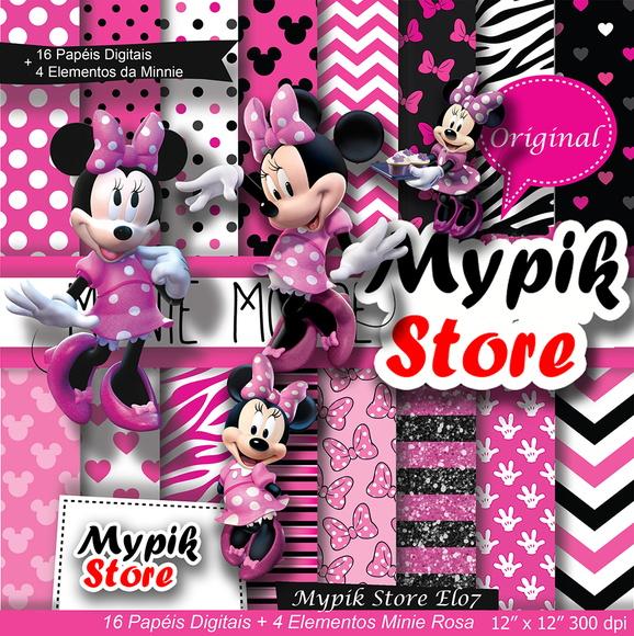 Kit Digital para imprimir Minnie Rosa 50