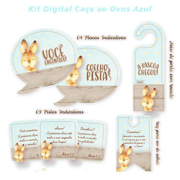 Kit Digital Páscoa Caça aos Ovos Silhouette e PDF Azul
