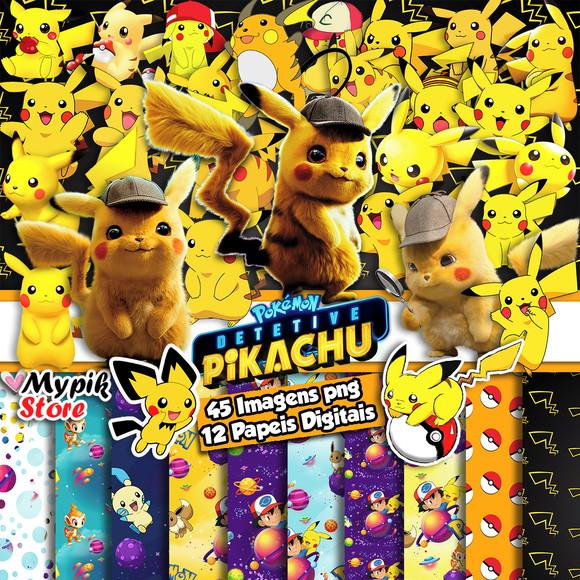 Kit Digital Pikachu Imagens Png e papeis Digitais