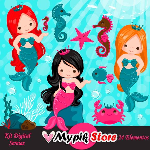 Kit Digital Princesas Sereias - 70