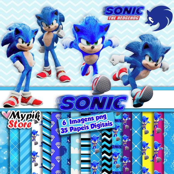 Kit Digital Sonic imagens png e Papeis Digitais