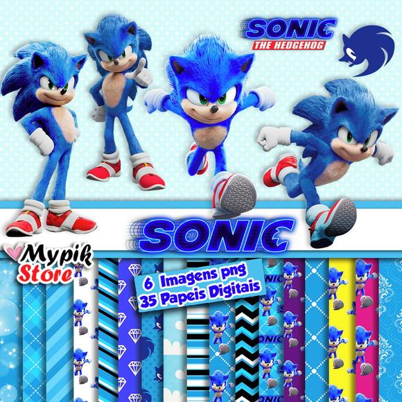 Kit Digital Sonic imagens png e Papeis Digitais