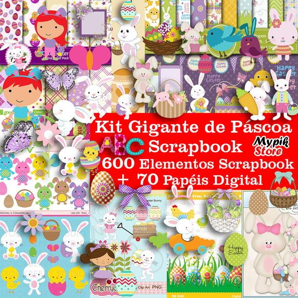 Kit Digital Scrapbook Pascoa + Completo