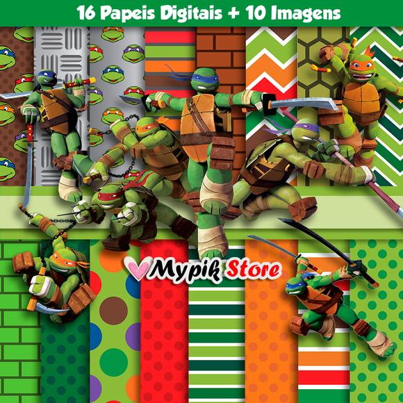 Kit Digital Tartarugas Mutantes Ninja - Scrapbook