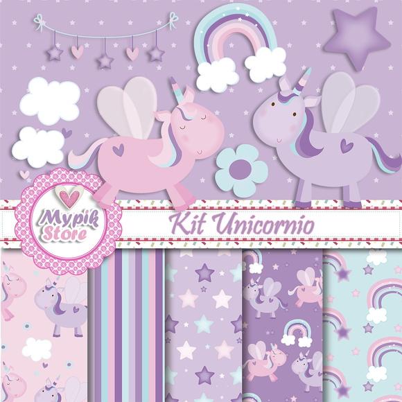 Kit Digital Unicórnio Scrapbook - 03