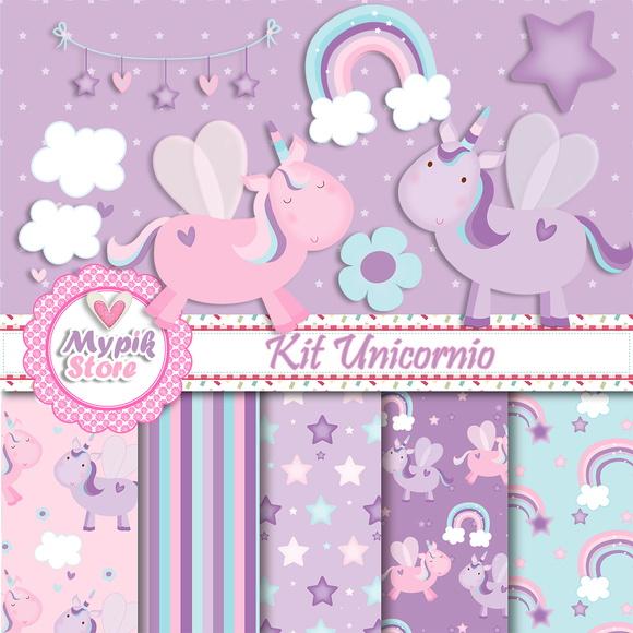 Kit Digital Unicórnio Scrapbook - 03