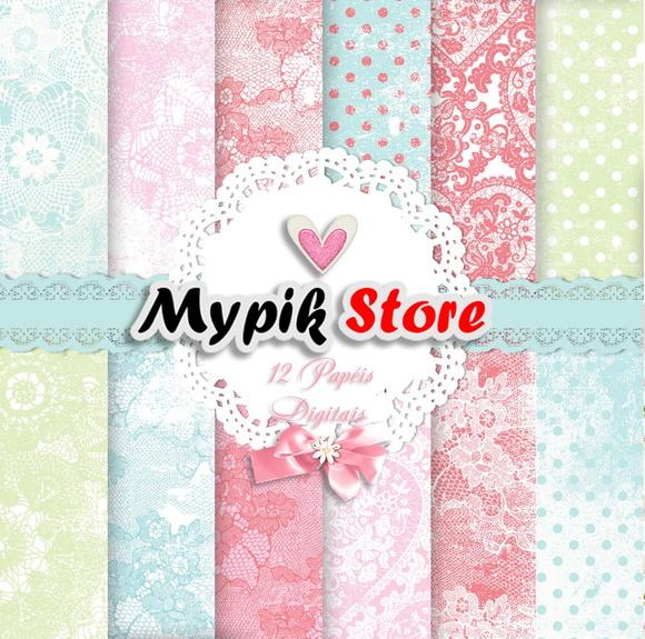 Kit Papel digital Manchado Floral 06
