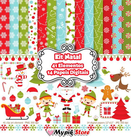 Kit Papel Digital Natal Coleção - 24