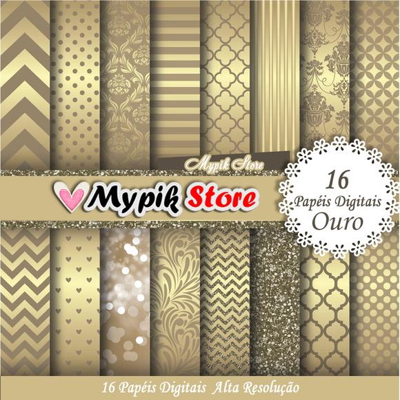 Kit Papel Digital Ouro - 08