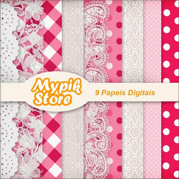 Kit Papel Digital Scrap Rendas - 24