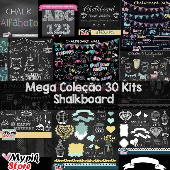 Super Coleção 30 Kits Digitais Chalkboard Scrapbook