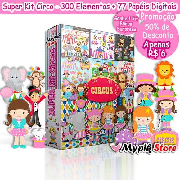 Super Coleção Circo com 25 Kits + 77 Papeis Digitais