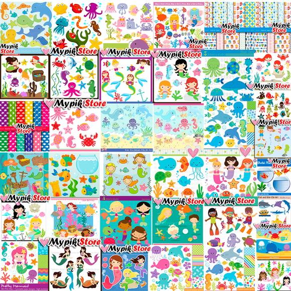 Super Kit Digital com 48 Kits Fundo do Mar
