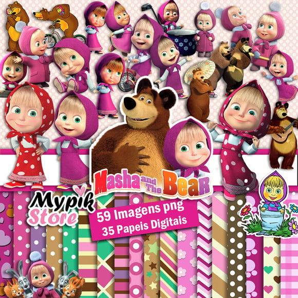 Super Kit Digital Masha e o Urso - Coleção Scrapbook