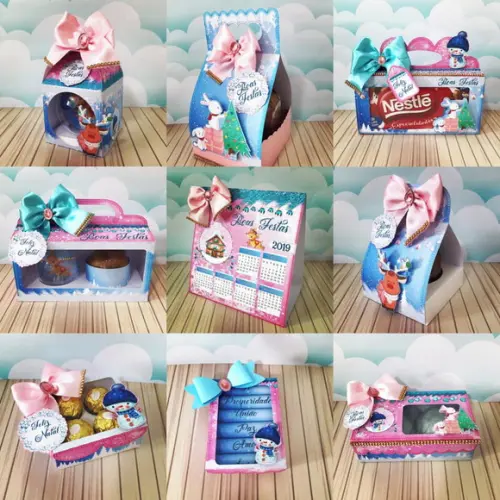 Arquivos de Corte Natal Rosa com Azul - Silhouette Studio 01