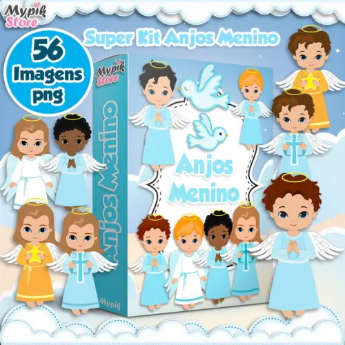 Kit Digital Anjos Menino Imagens Png Fundo Transparente