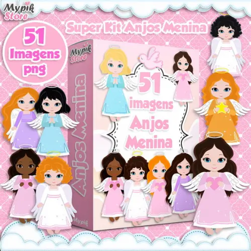Kit Digital Anjos Menina Imagens Png