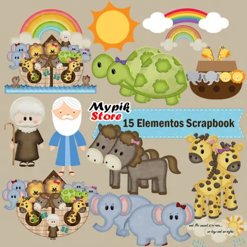 Kit Digital Arca de Noé Scrapbook - 04