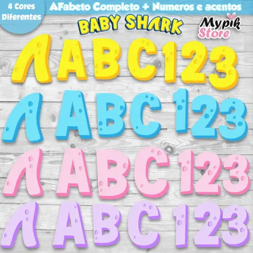 Kit Digital Baby Shark Alfabeto Completo e Números
