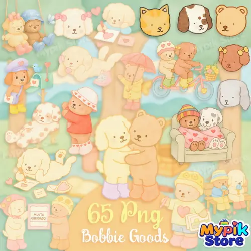 Kit Digital Bobbie Goods em Aquarela Png + Fundos Exclusivos