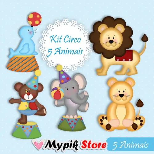 Kit Digital Circo Animais - Mod 07