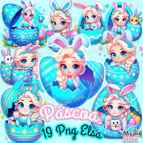 Kit Digital Elsa Páscoa Azul Gelo