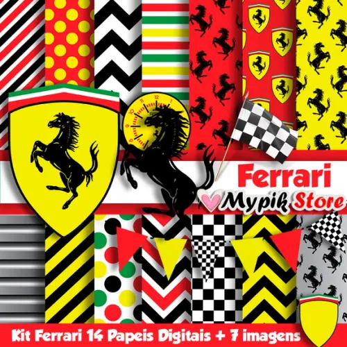 Kit Digital Ferrari Coleção Scrapbook