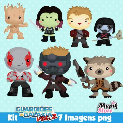 Kit Digital Guardiões da Galáxia Cutes