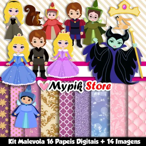 Kit Digital Malévola Cute Coleção Scrapbook