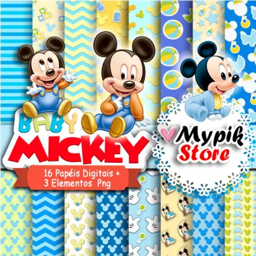 Kit Digital Mickey baby - Coleção Scrap