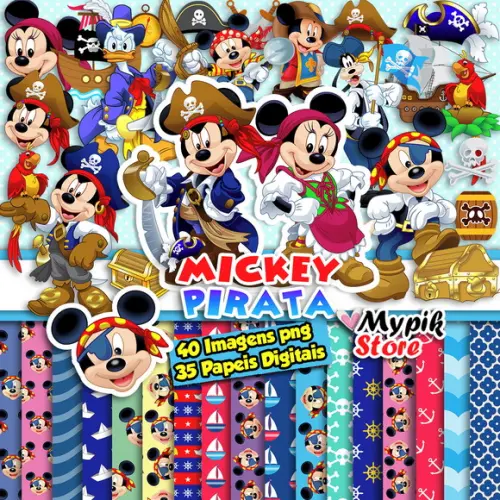 Kit Digital Mickey Pirata