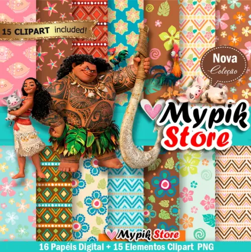 Kit Digital Moana Coleção Scrapbook