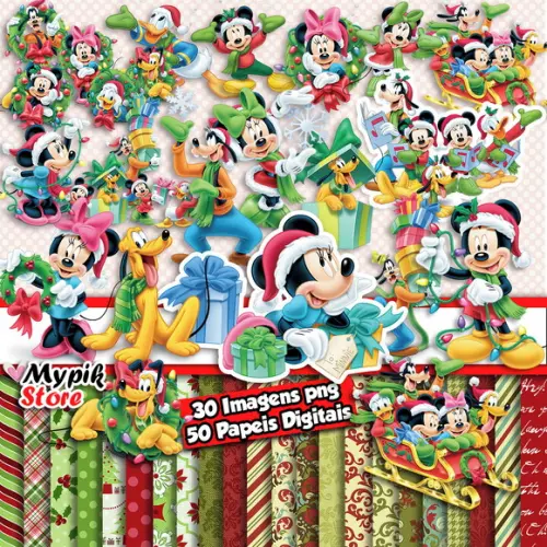 Kit Digital Natal do Mickey - Scrapbook