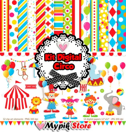 Kit Digital O Circo Coleção Scrapbook 03