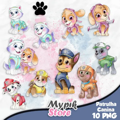 Kit Digital Patrulha Canina Aquarela - Coleção